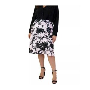 Maree Pour Toi Womens Plus 14 Pink and Black Satin Bias Cut Midi Skirt NWT AF51